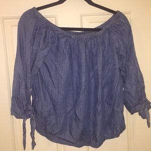 off the shoulder denim top!